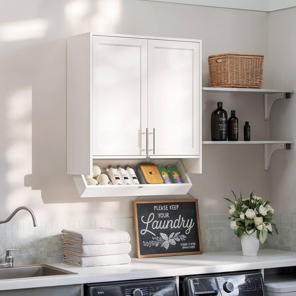 29.5" W Laundry Room Cabinets Wall-Mounted with Flip-Bottom Drawer