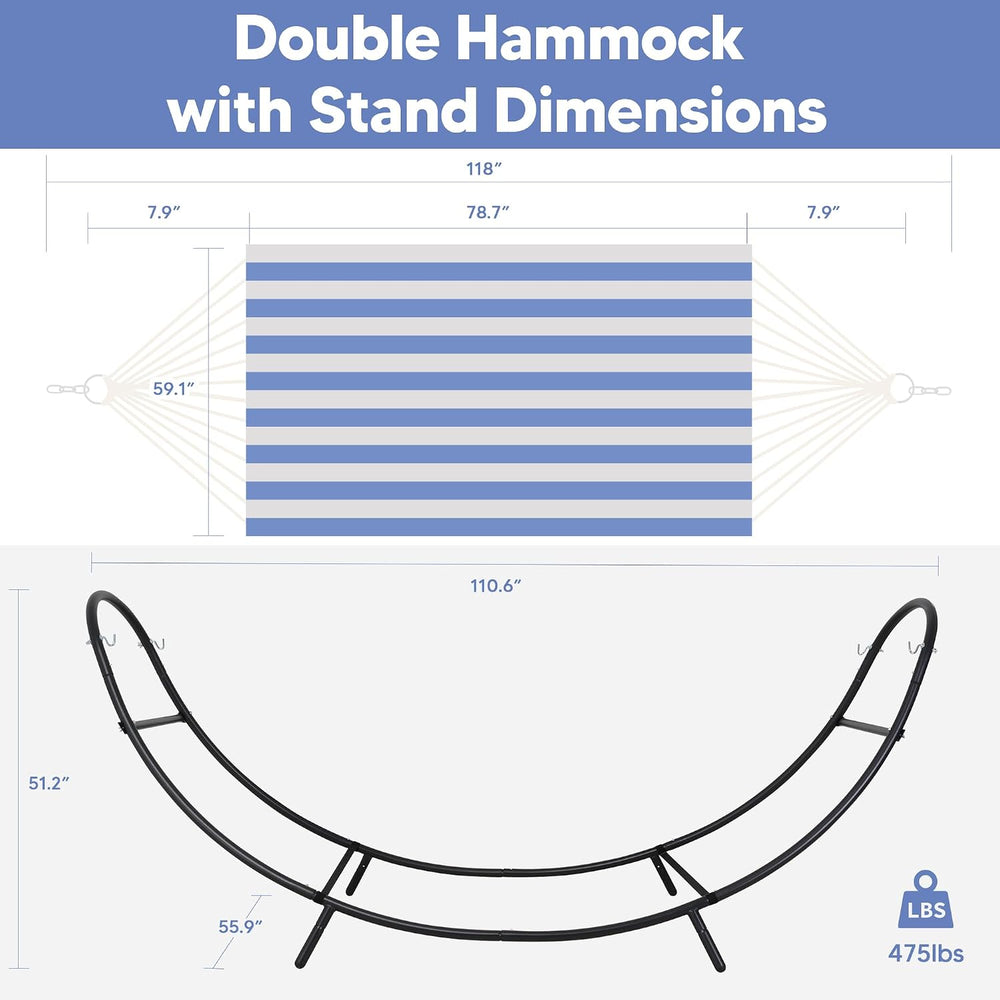 SUNCREAT Hammocks for Outside with Stand, Porch Hammock and Stand, 475 lbs Ca...