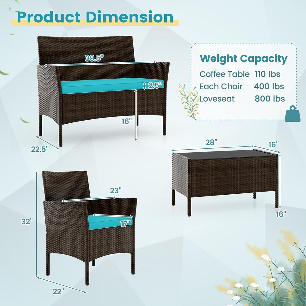 HAPPYGRILL 8 Pieces Patio Furniture Set Outdoor Rattan Conversation Set