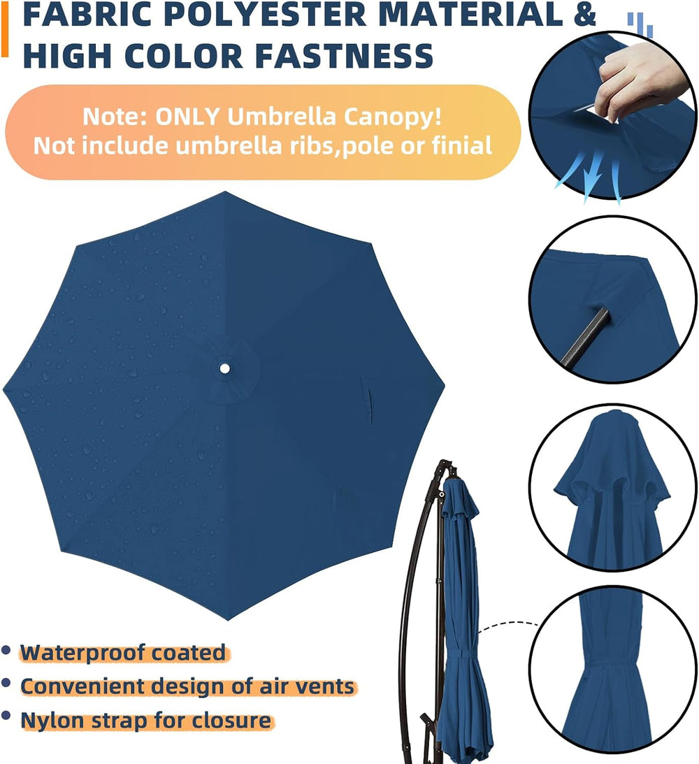 10ft Patio Umbrella Replacement Canopy for 8 ribs, Fits Hanging Offset Cantil...