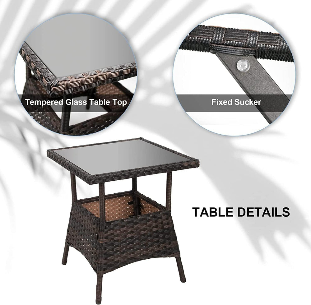 LEVELEVE 3 pcs Rocking Bistro Set Conversation Chairs PE Wicker Outdoor Rocki...