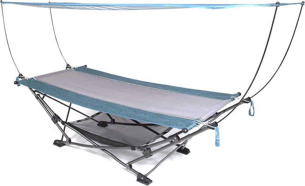 MacSports Collapsible Portable Folding Hammock with Removable Canopy - Includ...