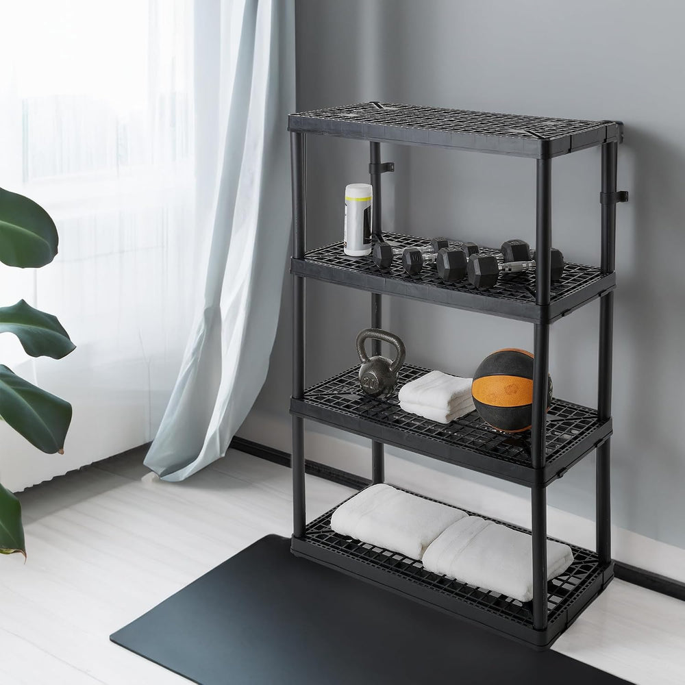 Gracious Living 4-Shelf Heavy-Duty Shelving Storage Rack for Home, Black