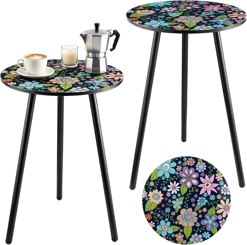 Outdoor Side Table Set of 2 Patio Side Tables for Outside Black End Tables Sm...