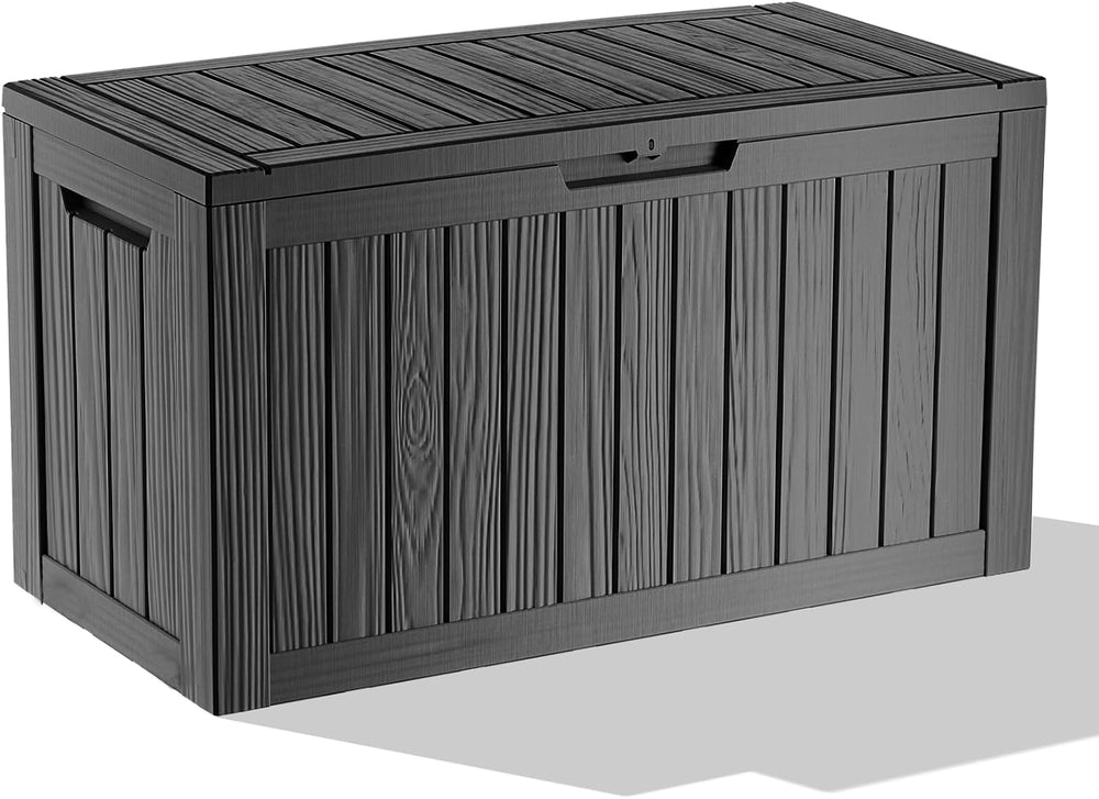 Vixzen 85 Gallon Deck Boxes Outdoor Waterproof, Lockable Resin Storage Box wi...