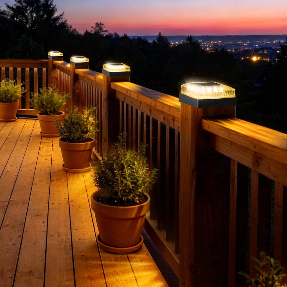 Solar Post Cap Lights for 4x4 Wood/Vinyl Fence Posts, 12-Pack