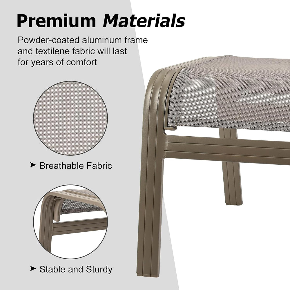 Outdoor Ottoman Patio Footstools, Champagne, 2 Set