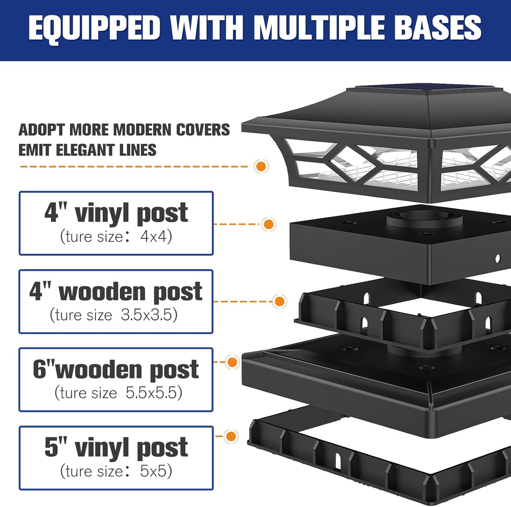 VOLISUN Solar Fence Post Cap Light RGB Color Changing, Flashing 4Pack,Black