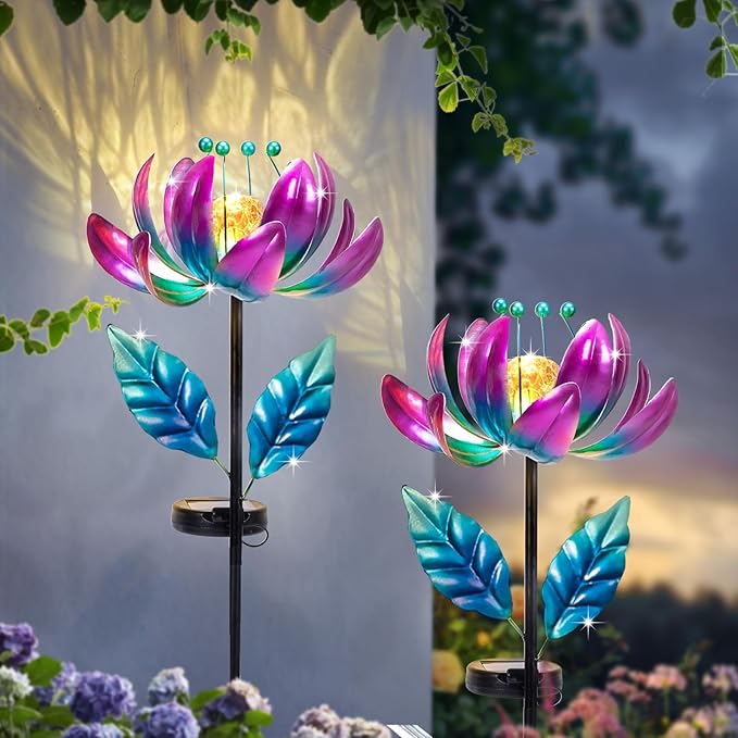 Outdoor Garden Decor Solar Spinners Lights - Metal Wind Spinner Solar Lights ...