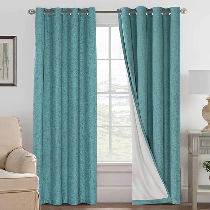 H.VERSAILTEX Linen Blackout Curtains 108 Inches Long 100% Absolutely Blackout...