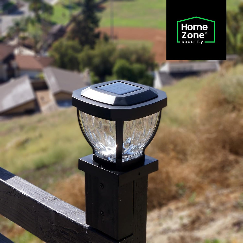 Home Zone Living 2PK Solar Post Cap Lights, Decorative Glass, Black