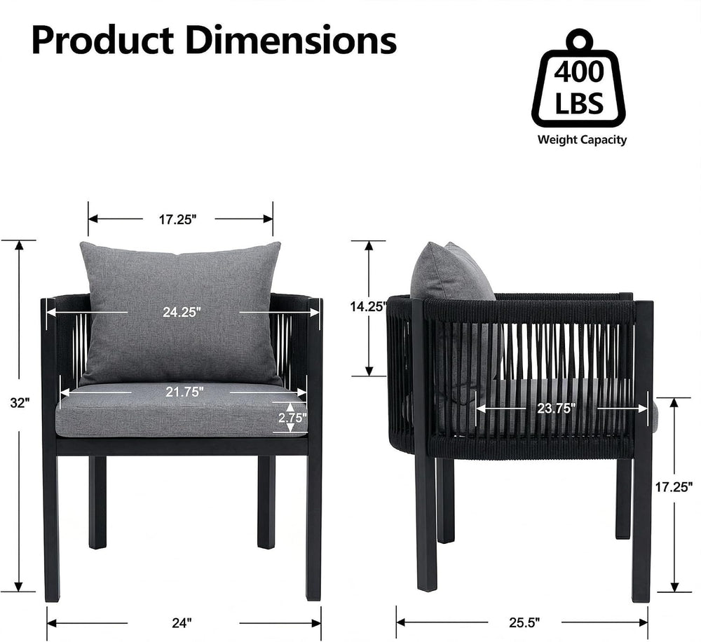 Outdoor Dining Chairs Set of 6, Rope Rattan Outdoor Chairs, All Weather Patio...
