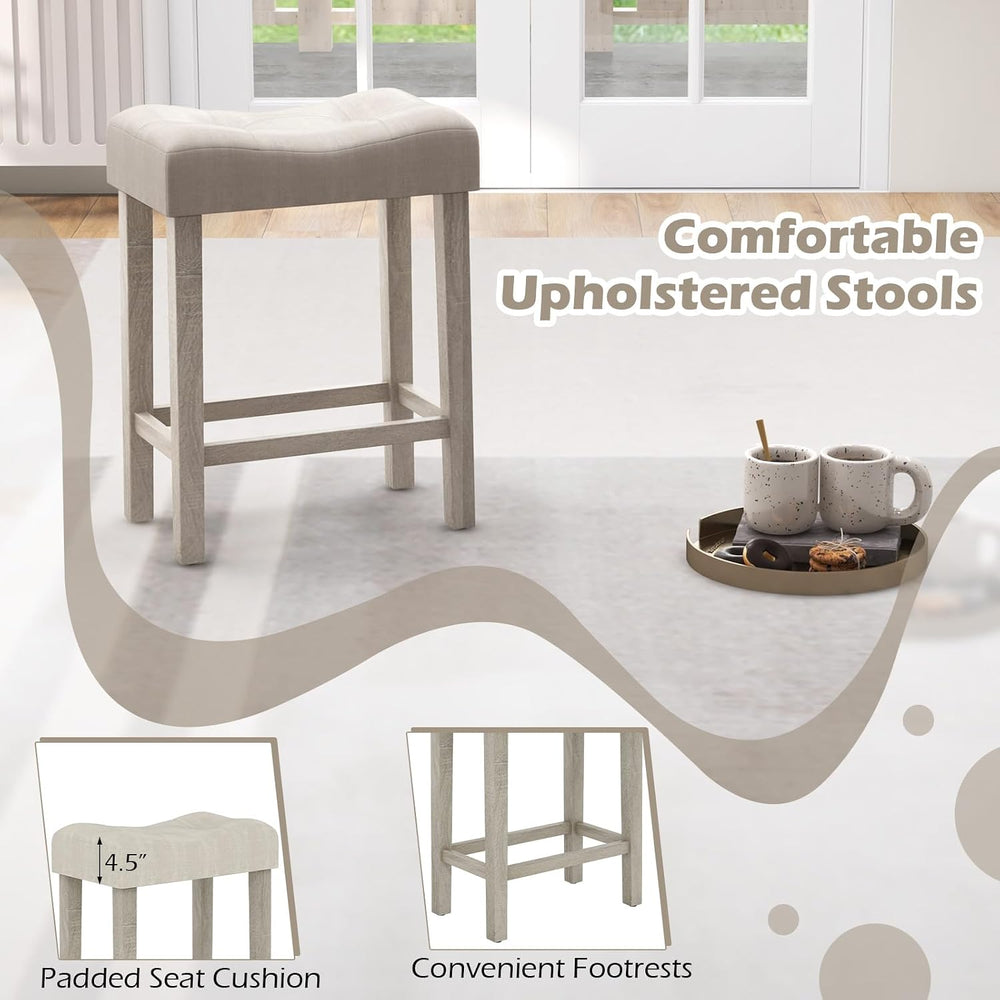 COSTWAY 4-Piece Farmhouse Bar Table Set with Power Outlet