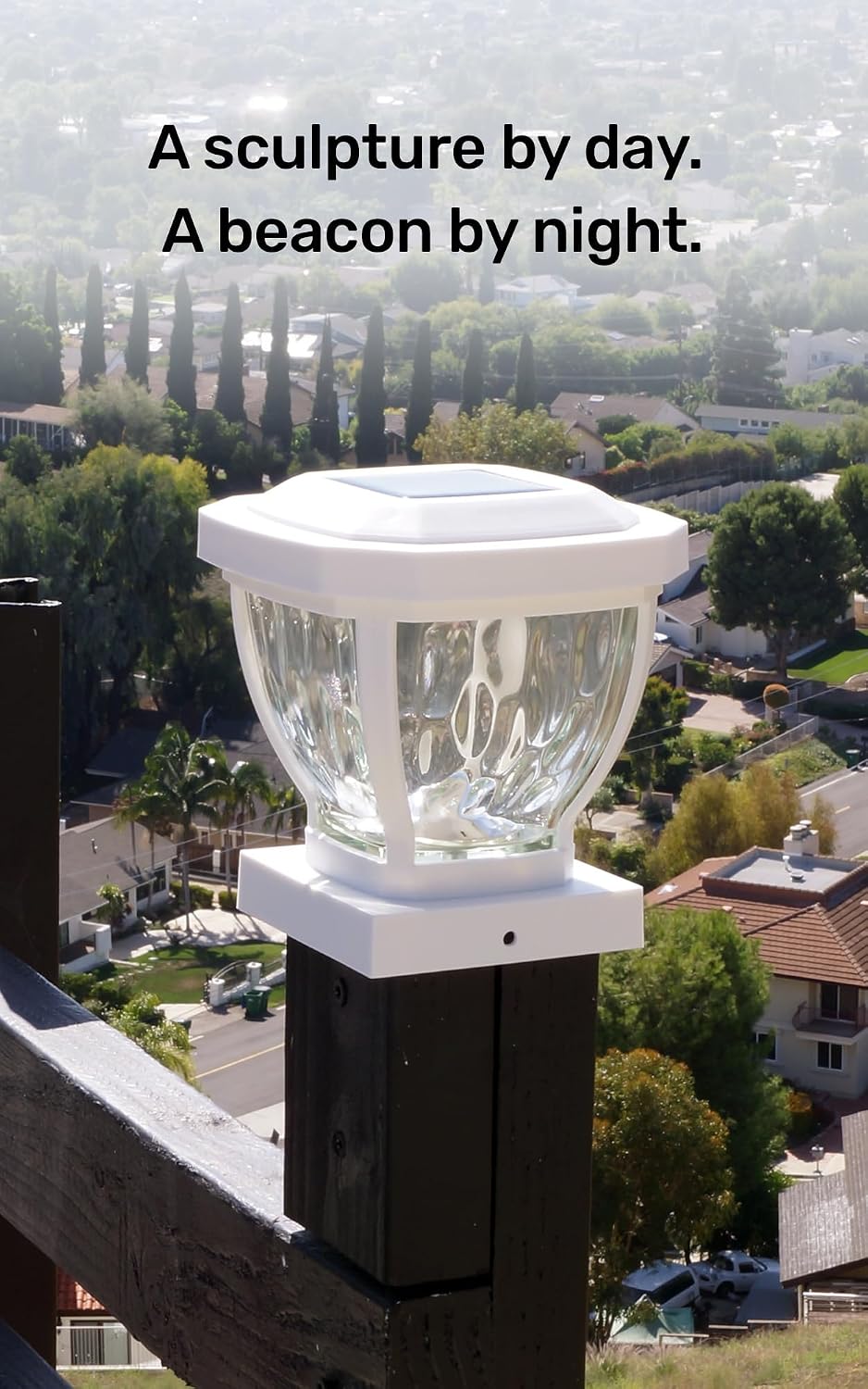 Home Zone Living 2PK Solar Post Cap Lights, Decorative Glass LED, White
