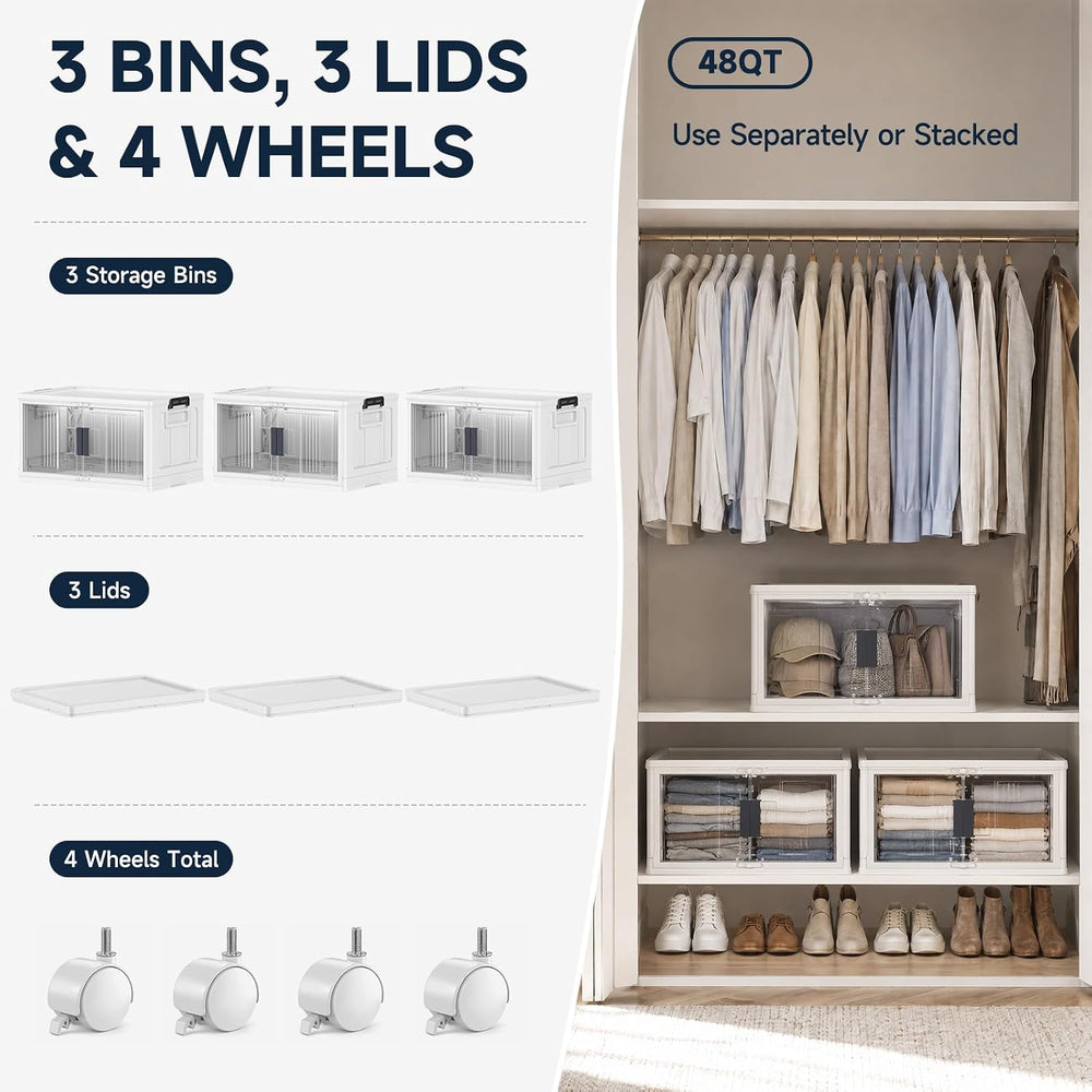 OlarHike 144QT Storage Bins with Lids for Closets, Office, Home, 3 Pack