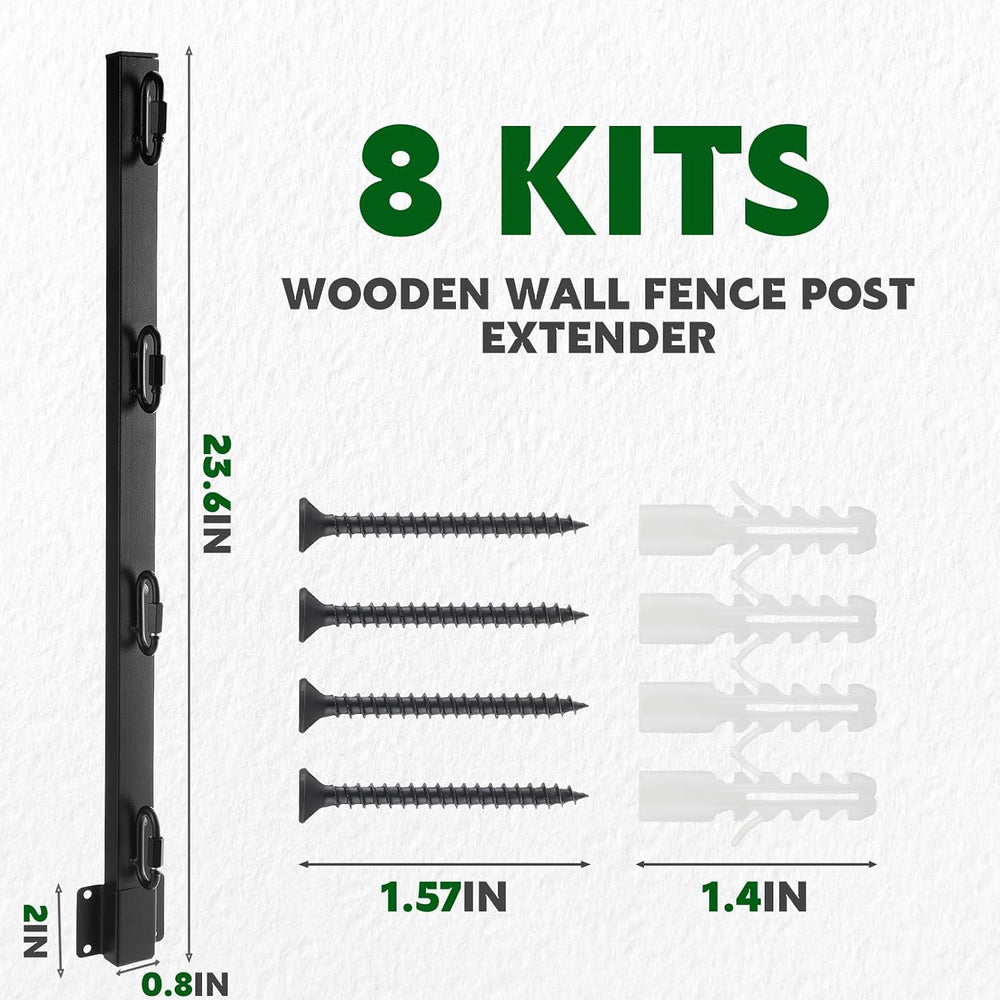 Hicarer 8 Pack 23.6" Fence Post Extender Poles, Barbed Wire Arm Outdoor