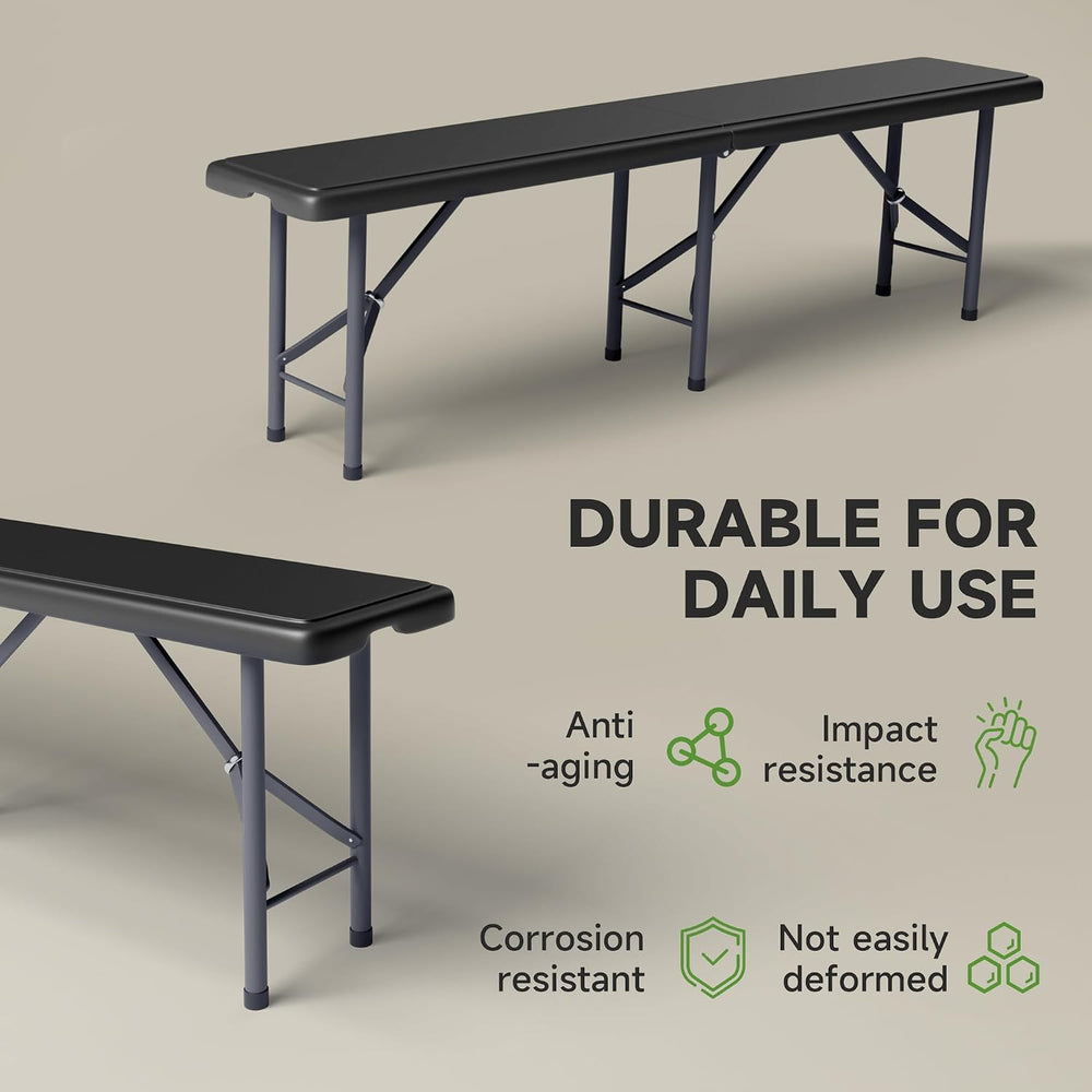 6FT Folding Bench - Heavy Duty 770lbs Capacity, Safety Locking Button & W...
