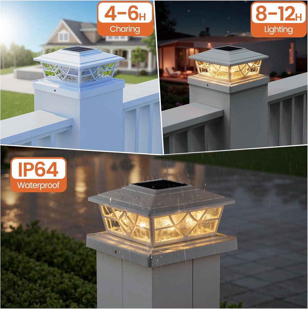APONUO Solar Post Cap Lights 4x4 5x5 6x6, IP64 Waterproof