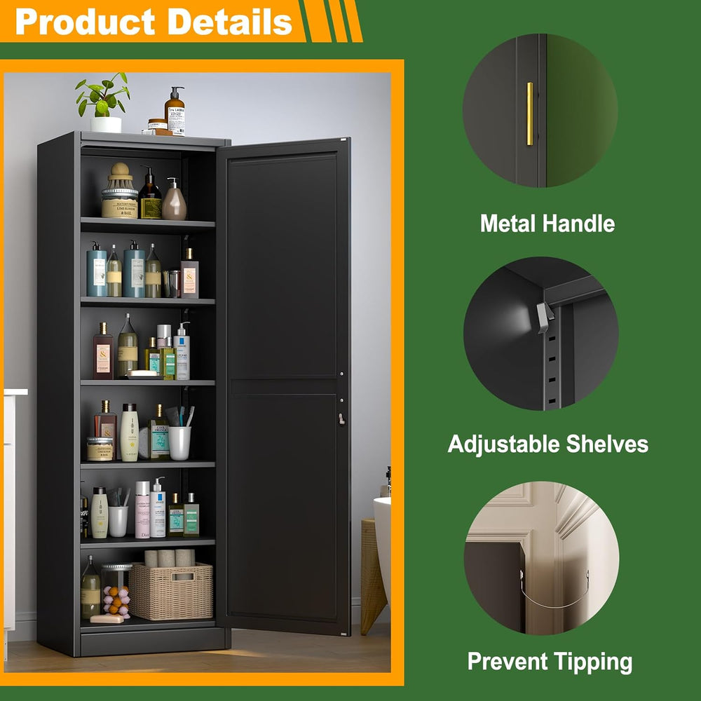 Ckzbx Metal Locker Tall Narrow Storage Cabinet, 67" H Locking Tool File ...
