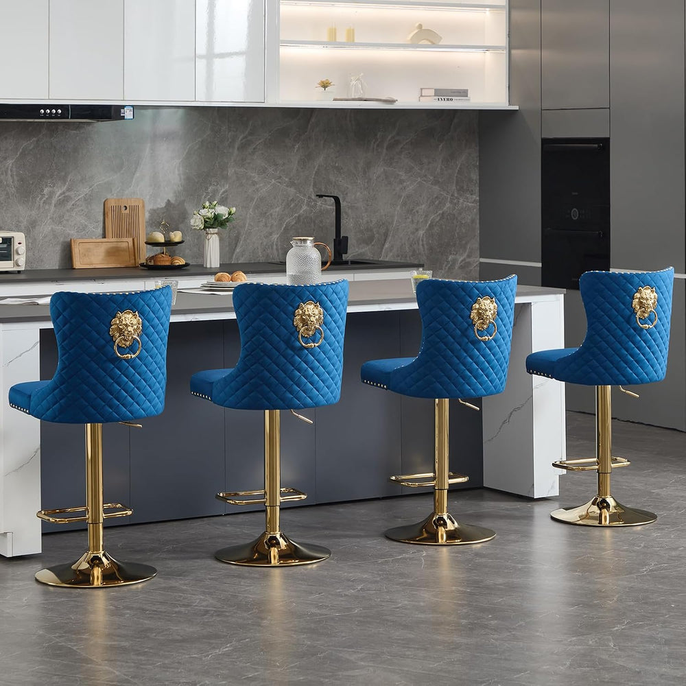 Modern Barstools Set of 2 Adjustable Velvet Bar Stools Counter Height Stools ...