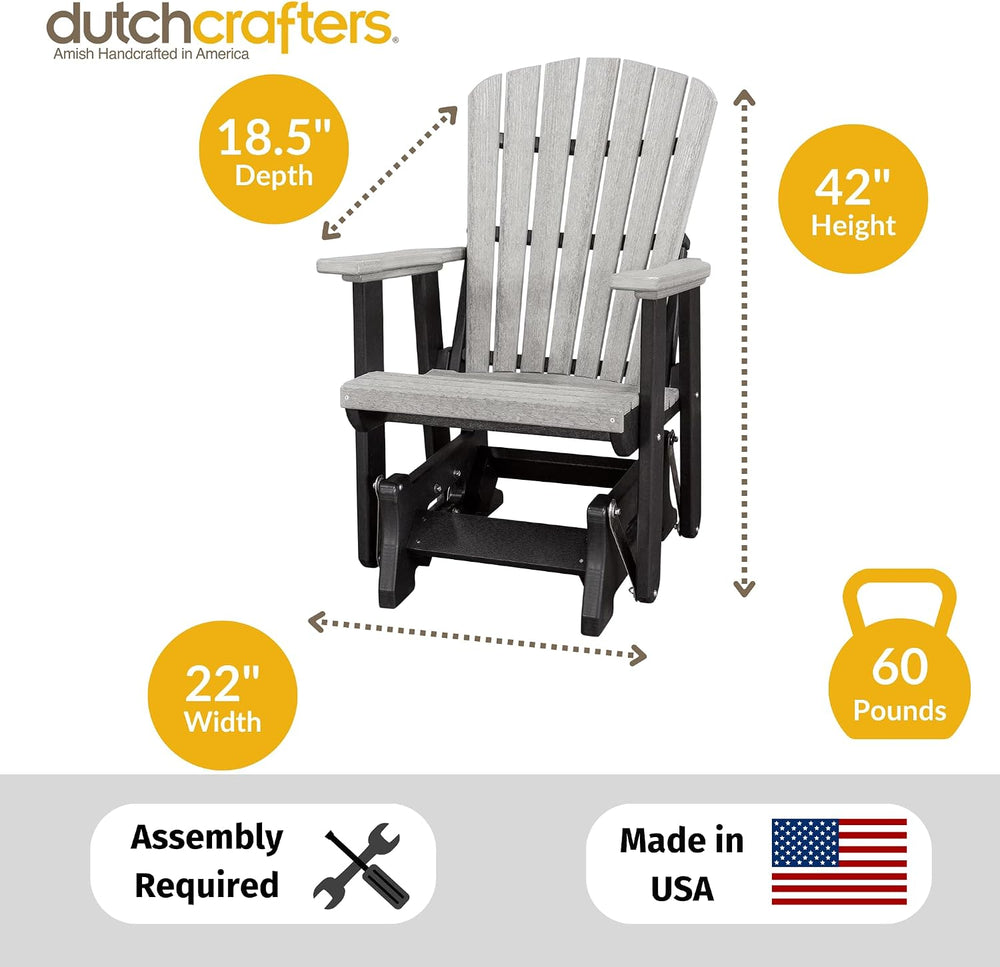 DutchCrafters Slat Fan Back Poly Adirondack Glider Outdoor Patio Chair (Tudor...