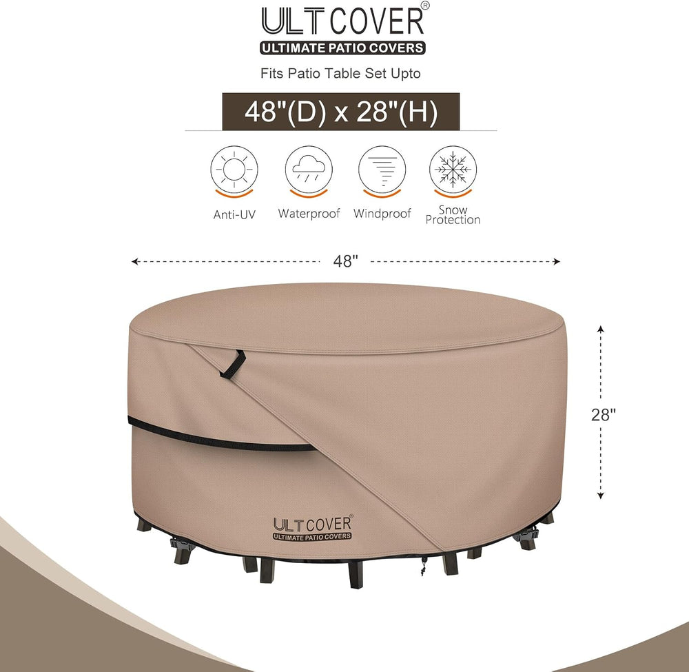 ULTCOVER Waterproof Round Patio Table Cover 48 inch