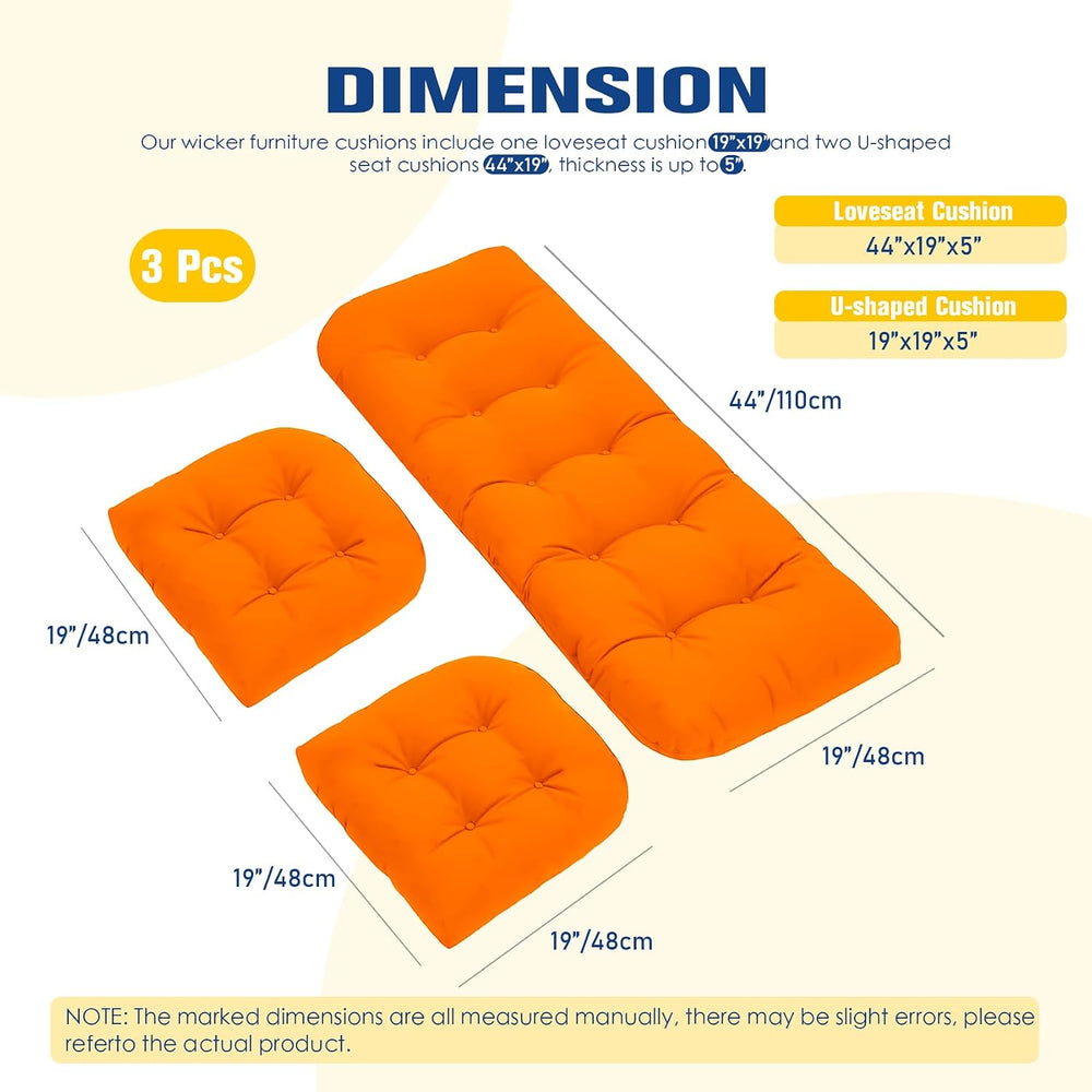 Outdoor Chair Cushions, Patio Wicker Furniture Seat Pads, Waterproof