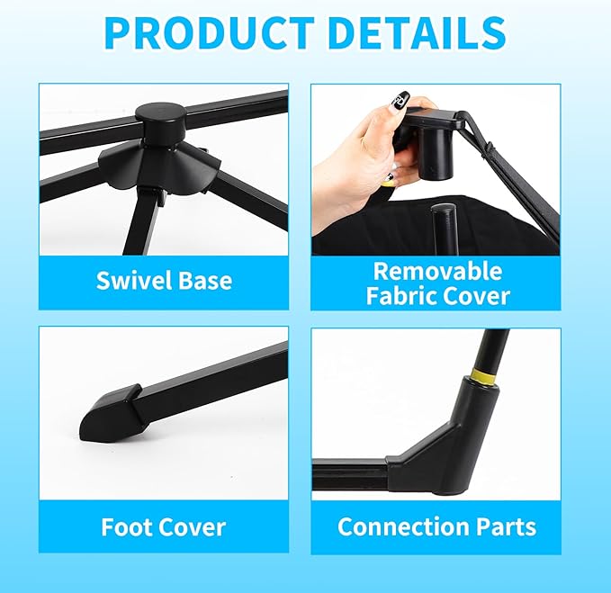 FAHKNS Hammock Camping Chair, 360° Swivel Chair with Adjustable Backrest, Fol...