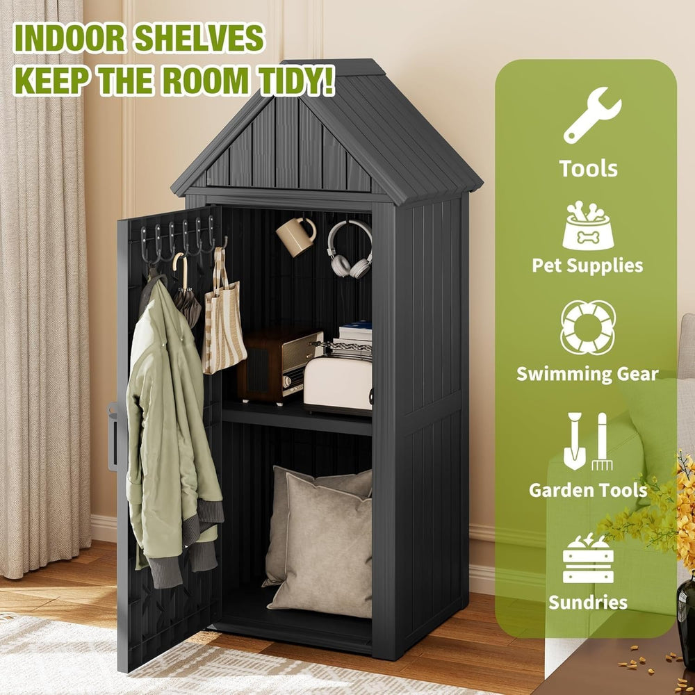 Outdoor Storage Shed, Waterproof Storage Cabinet with Ample Space, Sturdy Res...