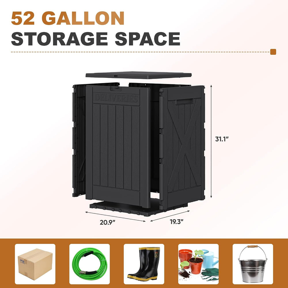JUMMICO 52 Gallon Resin Package Delivery Box Lockable&Waterproof