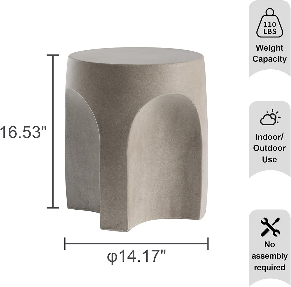 HOMPUS Outdoor Side Table Set of 2, Unique Concrete End Table w Arch Shape