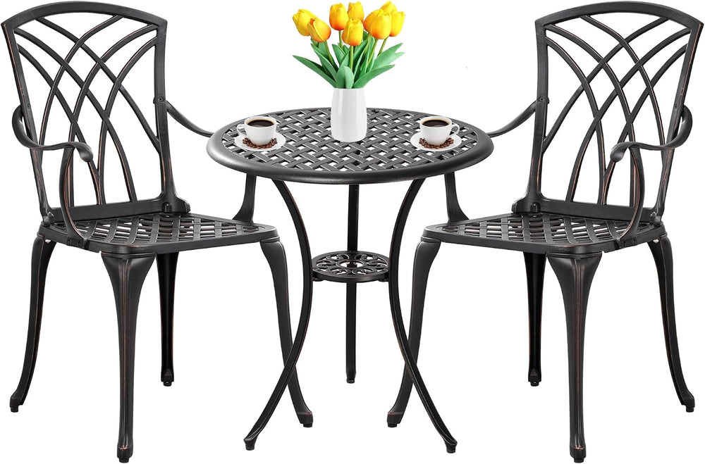 3 Piece Patio Bistro Set Outdoor Bistro Table Set Anti Rust Bistro Table and ...