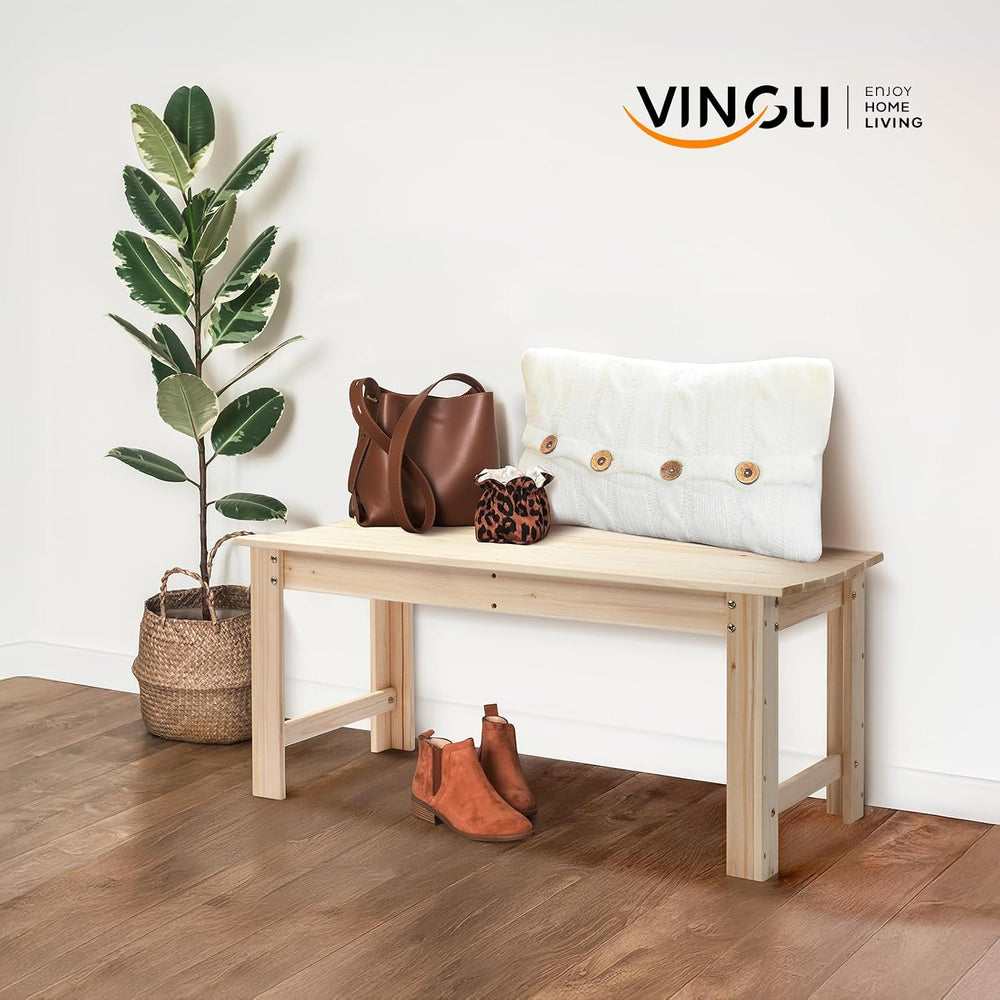 VINGLI Outdoor Wood Bench, 40" Outdoor Bench Patio Wooden Bench Garden B...