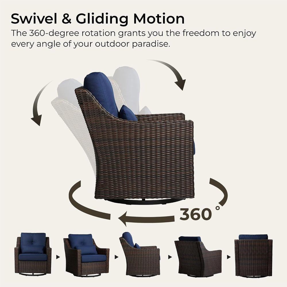 CHITA Patio Furniture Set, Outdoor Rocking Swivel Chair with Ottoman