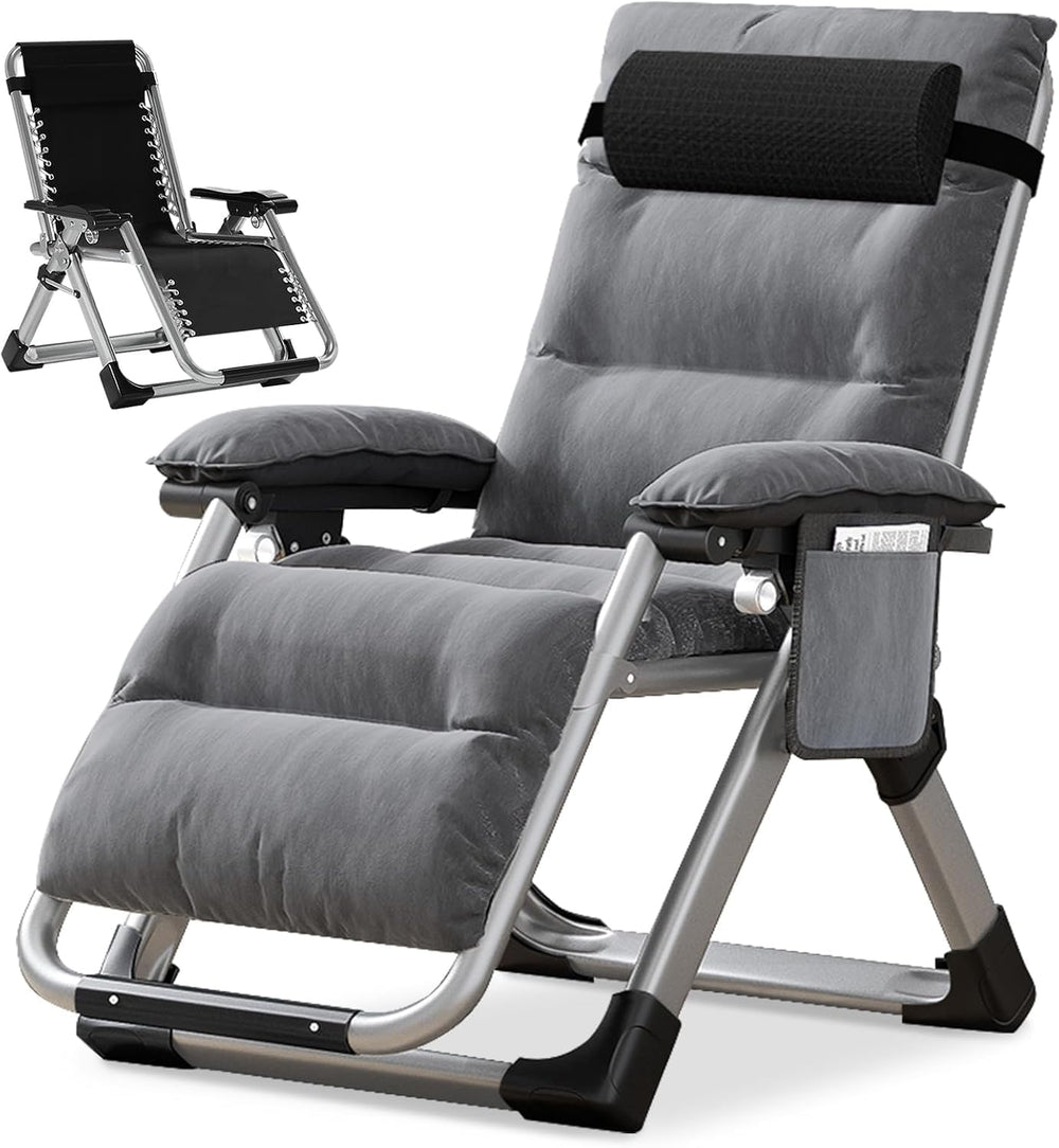 Padded Zero Gravity Chair, Folding Outdoor Lounge Chairs, Adjustable Reclinin...