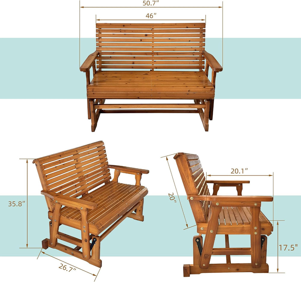 Fortune Candy Wooden Patio Glider, 4-feet, Cedar Tone PU
