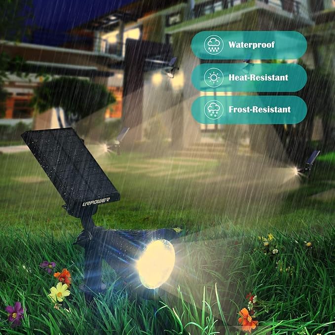 URPOWER Solar Lights Waterproof Solar Lights Outdoor 2-in-1 Adjustable Solar ...