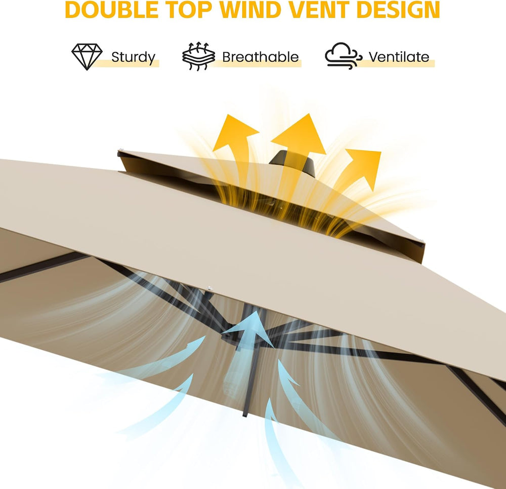 VEGOND 9x12 FT Cantilever Patio Outdoor Umbrella with Base Included