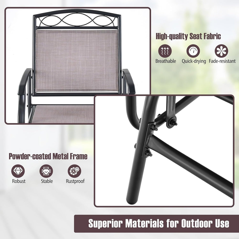 GIANTEX Patio Glider Chairs Set - 2 PCS Gliding Rocking Chairs w/Weather-Resi...