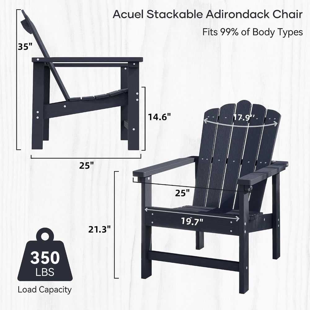 HDPE Stackable Adirondack Chairs Set of 4,Blue