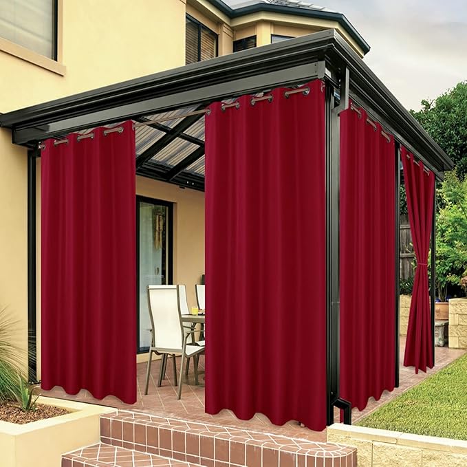 BONZER Outdoor Waterproof Curtains for Patio Privacy Grommet Light Filtering ...