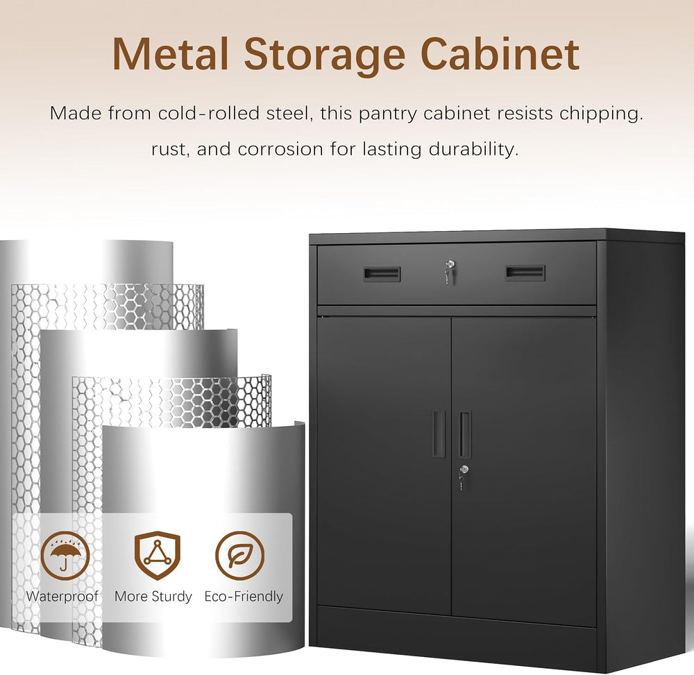 36" H Metal Storage Cabinet, Garage Storage Cabinets, Locking Cabinet wi...