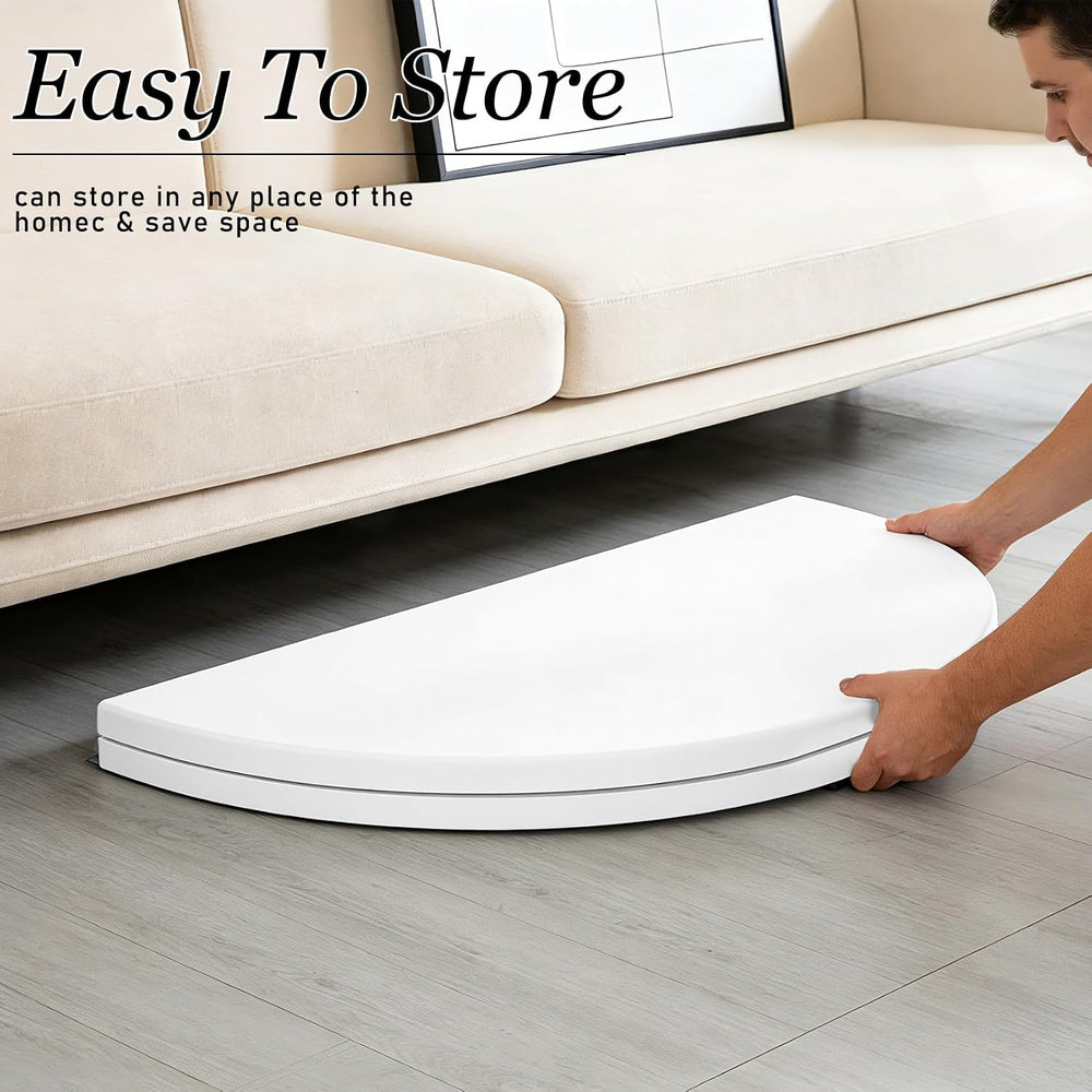 HAISIWLKJ 5FT Round Folding Table White Fold-in-Half with Carrying Handle Por...