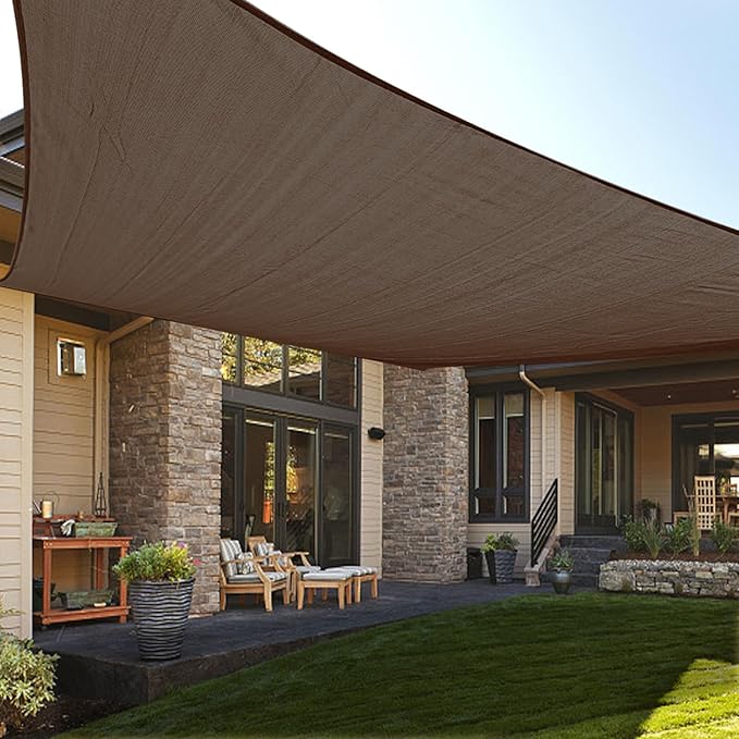 LOVE STORY Custom Size 14'x24' Brown Sun Shade Sail Rectangle UV Bloc...