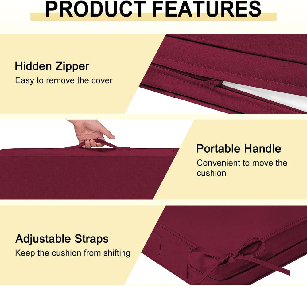 downluxe Waterproof Outdoor Chair Cushions Set of 4, 19" x 19" x 3&...