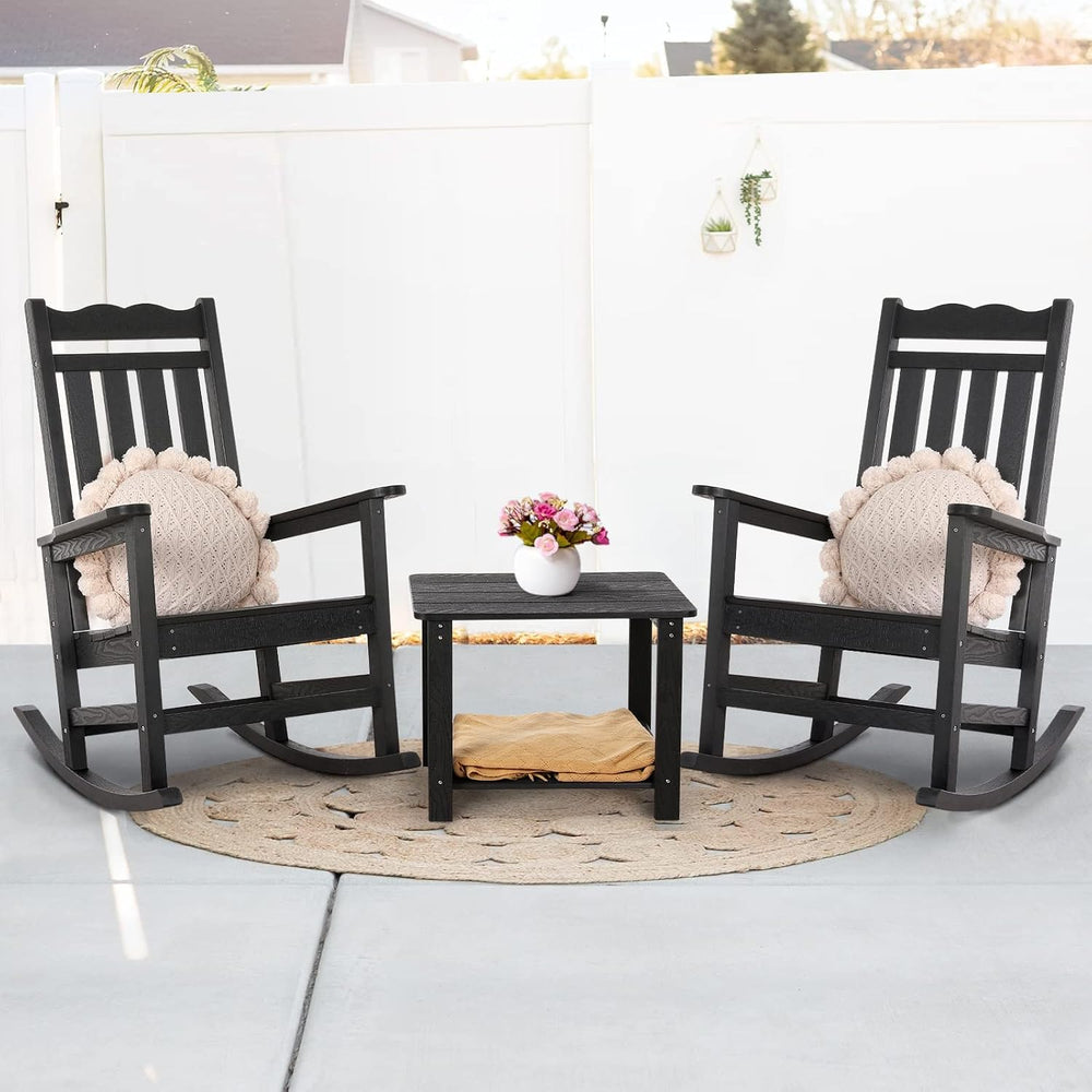 Stoog 3-Piece Oversized Rocking Chairs Set of 2 with Table, Outdoor Rocking C...