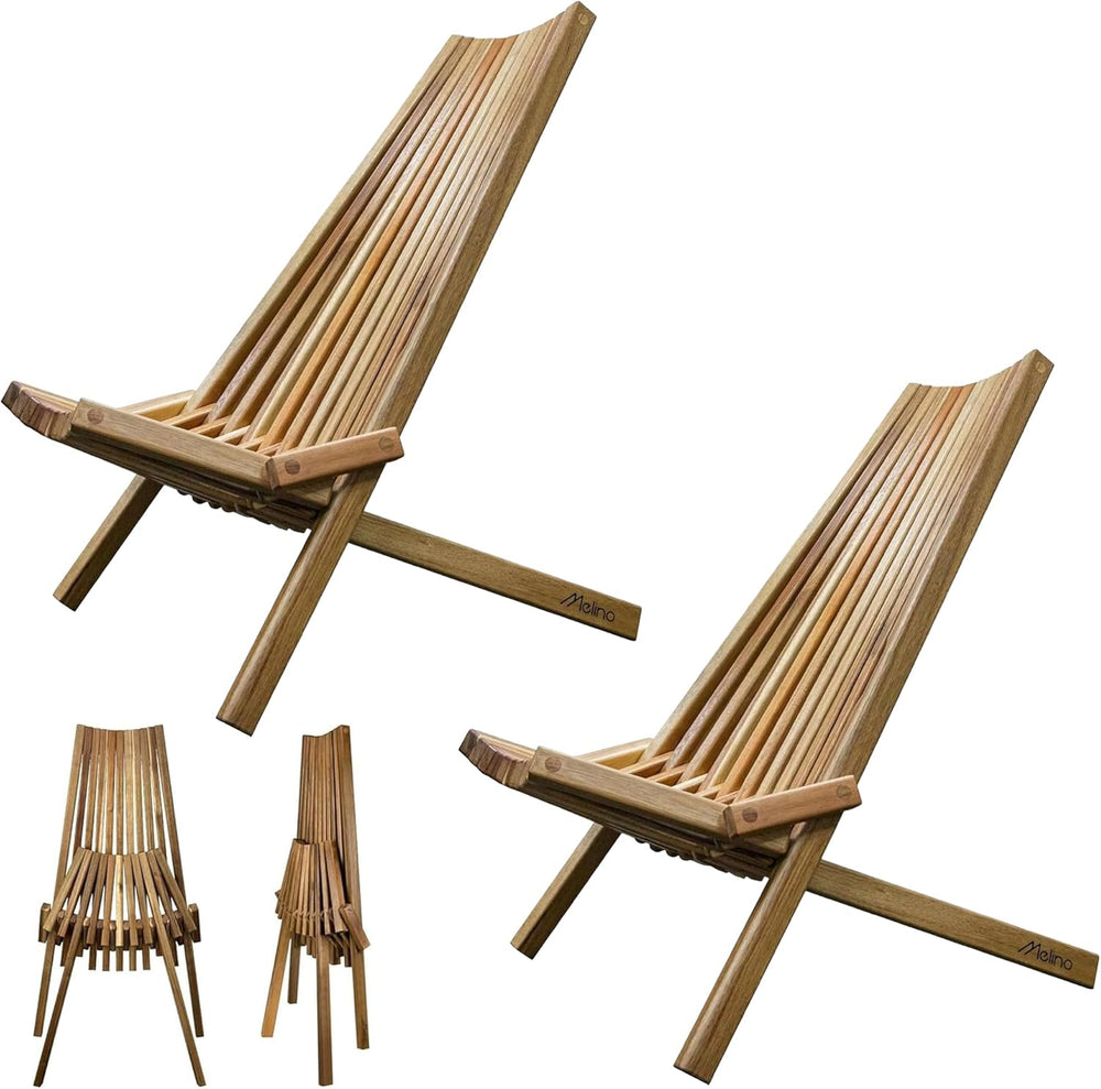 2PCS Wooden Folding Tamarack Chairs, FSC Certified Acacia Low Profile Adirond...