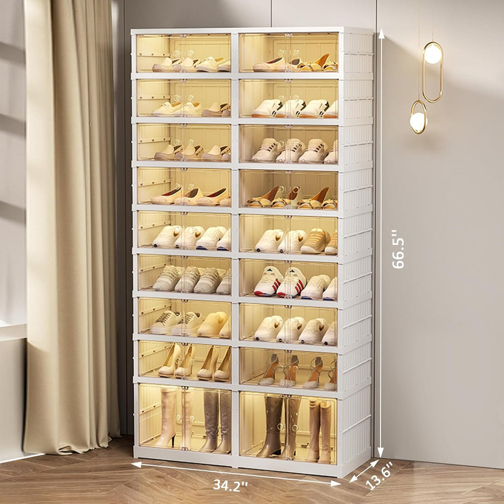 SYNCVIBE Collapsible Shoe Rack Organizer, 9 Tiers, 36 Pairs, 34.2" Wide