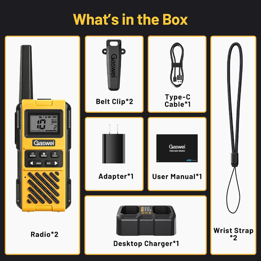 Gaswei G1Pro+ IP67 Waterproof Walkie Talkies Long Range - 2 Pack