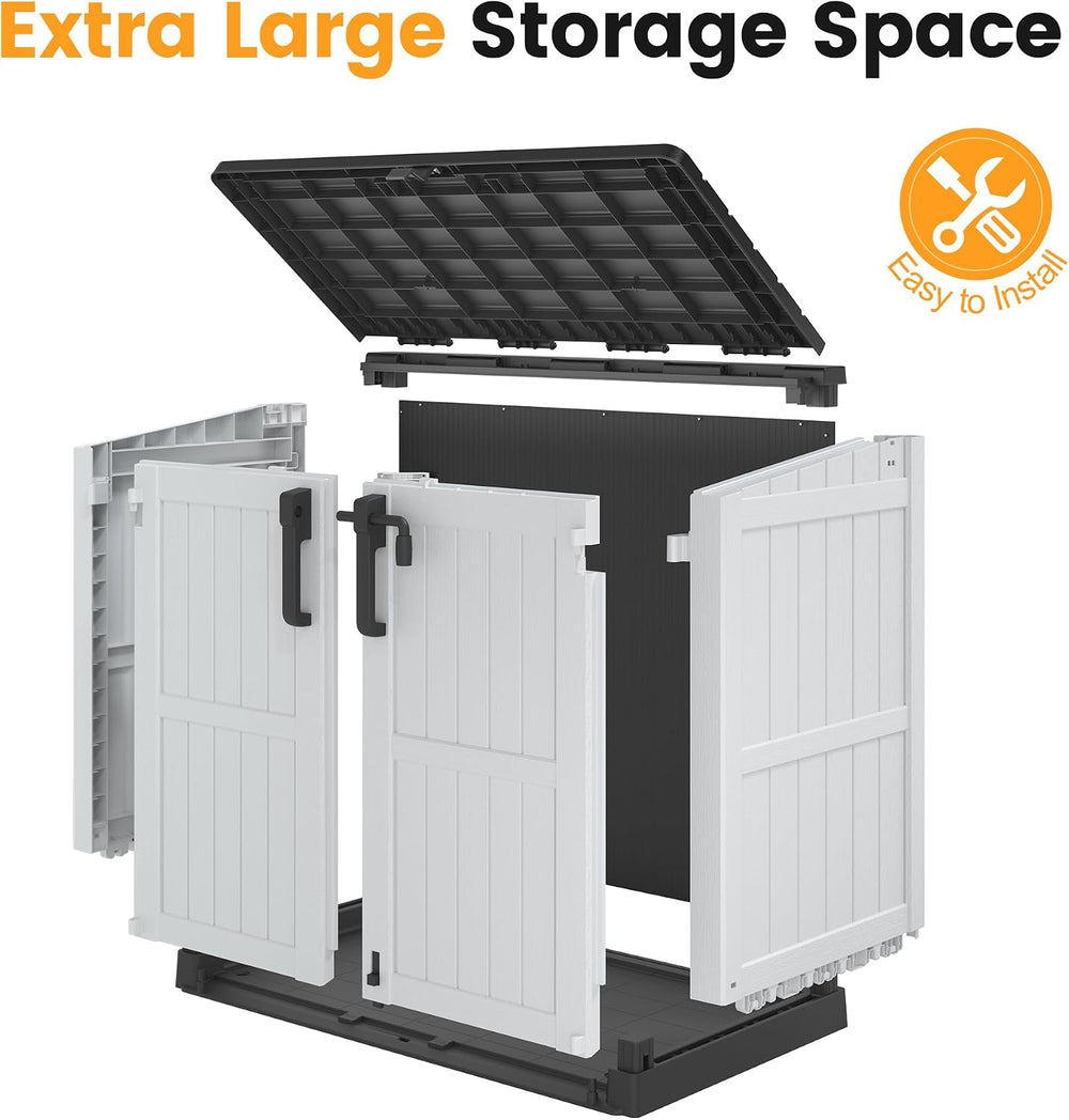 LHBcraft Outdoor Storage Cabinet 36 Cu Ft with Lockable Doors, Waterproof Out...